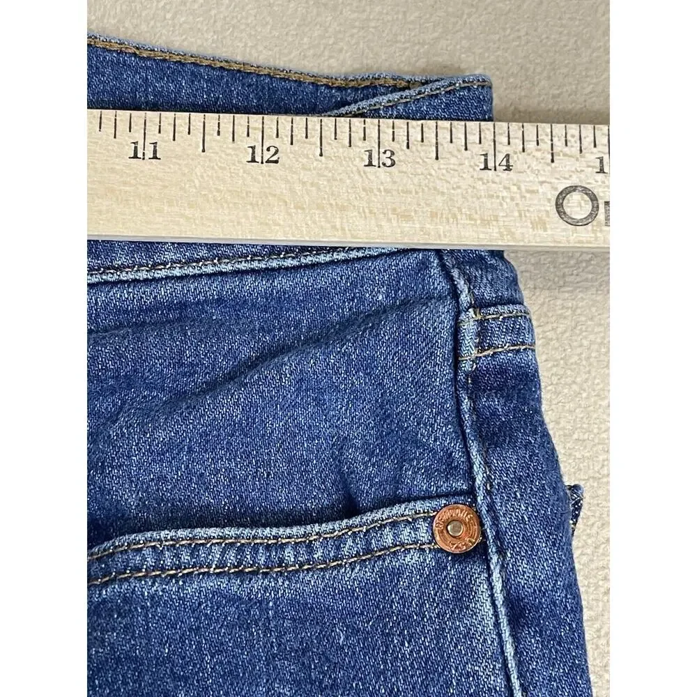 RE/DONE Jeans Womens 28 Blue 90s‎ High Rise Ankle Crop Button Fly Stretch Denim